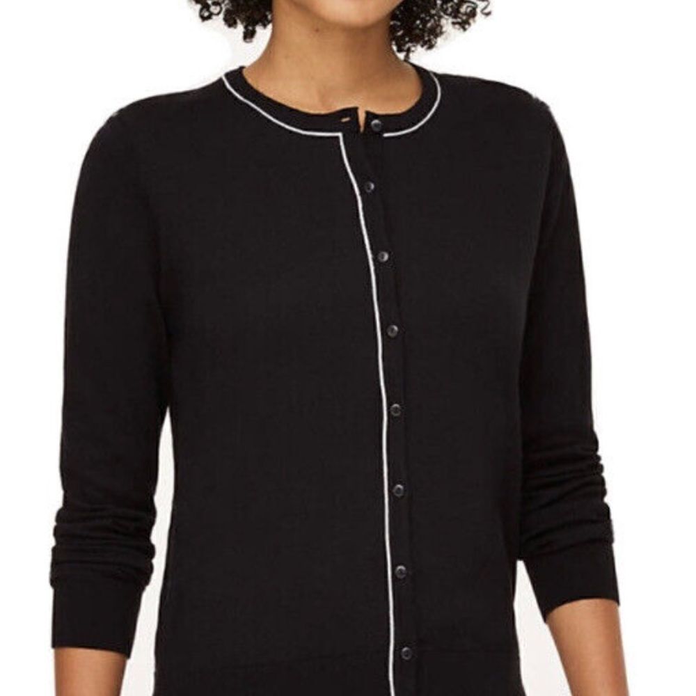 Banana Republic Crew Neck Black Cardigan Size Medium Stretch Cotton